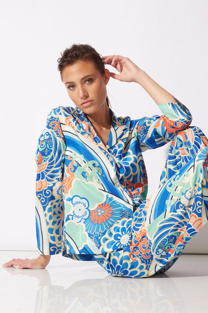 NATORI Medallion Notch Button Front PJ