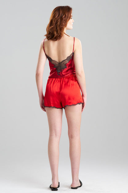 NATORI Buy Lolita Lace Silk Shorts in Scarlet/Ash Black Online