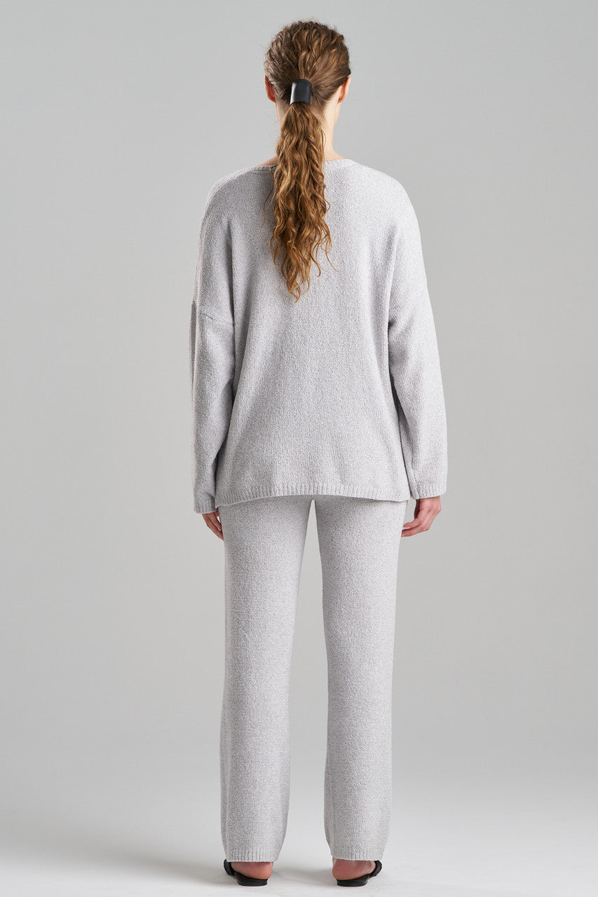 NATORI Buy Aura Heather Chenille V-Neck Top in Heather Dove Grey Online