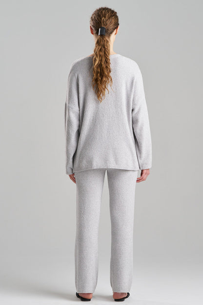 NATORI Buy Aura Heather Chenille V-Neck Top in Heather Dove Grey Online