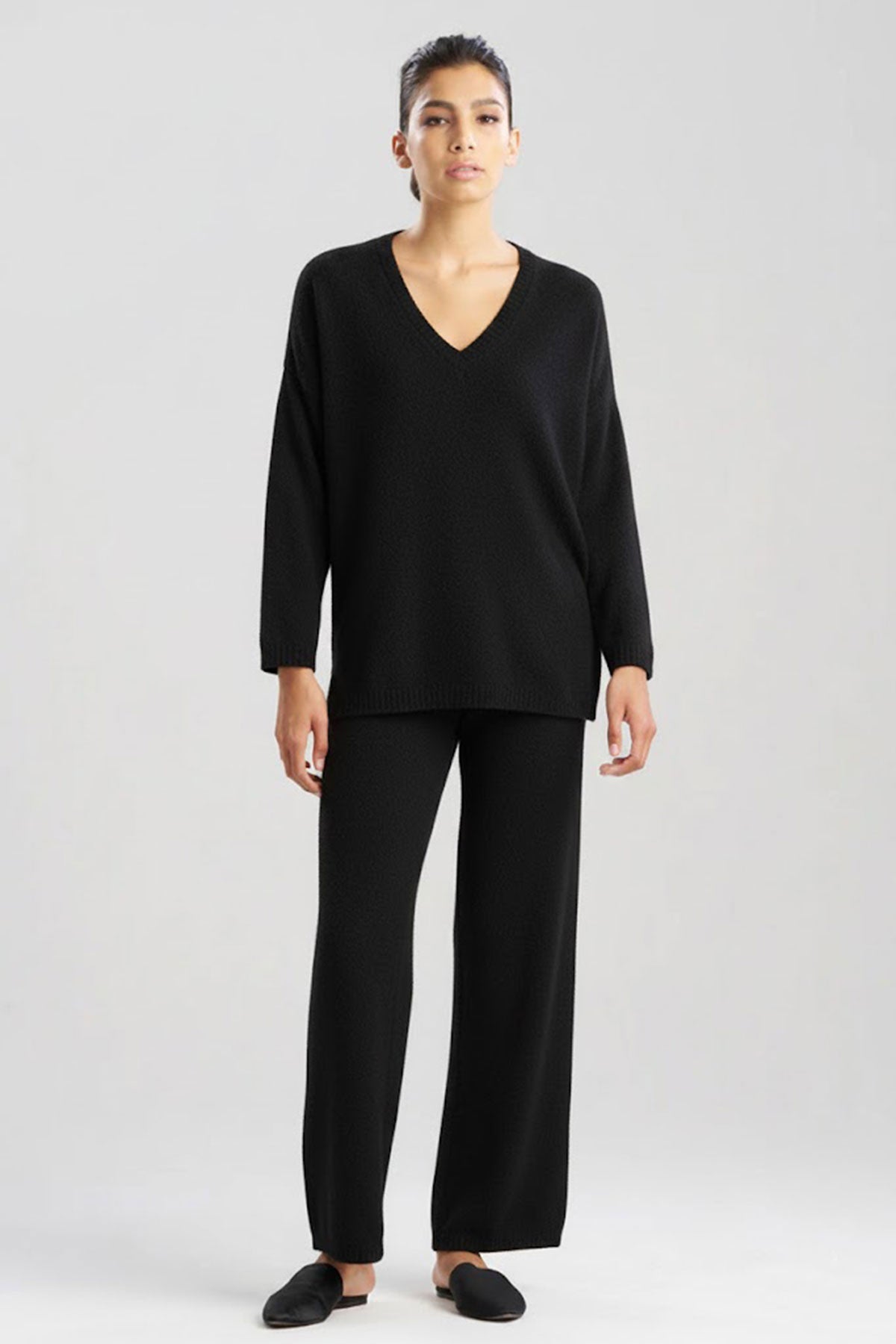 NATORI Aura Solid Chenille V-Neck Top