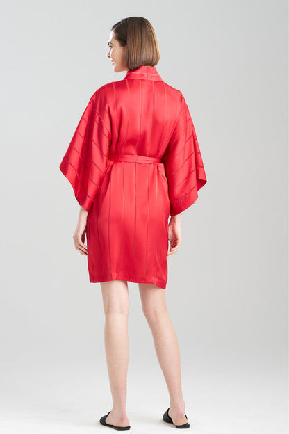 NATORI Buy Sheer Stripe Jacquard Wrap in Brocade Red Online