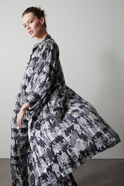 NATORI Buy Dynasty Robe in Black/Grey Online