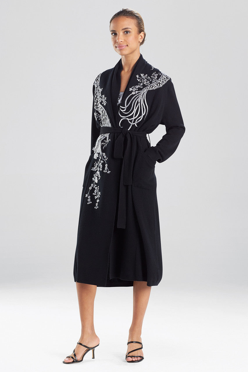 NATORI Buy Cashmere Embroidered Dragon Robe in Black Online