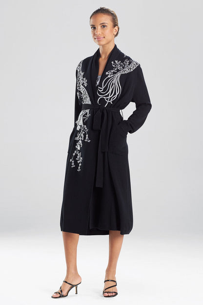 NATORI Buy Cashmere Embroidered Dragon Robe in Black Online