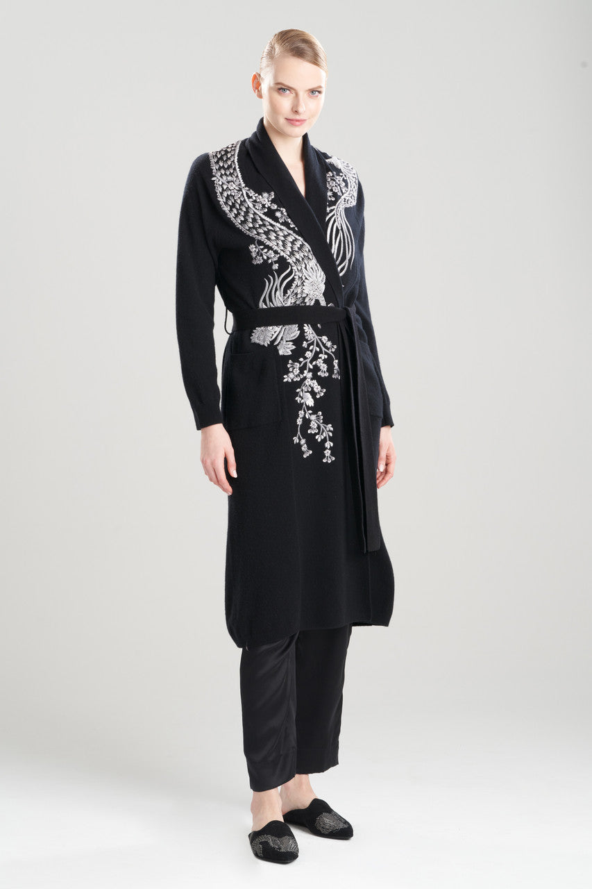 NATORI Buy Cashmere Embroidered Dragon Robe in Black Online