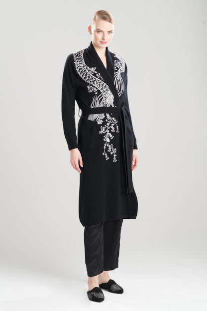 NATORI Buy Cashmere Embroidered Dragon Robe in Black Online