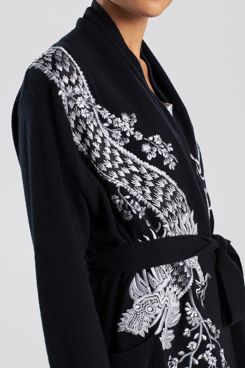 NATORI Buy Cashmere Embroidered Dragon Robe in Black Online