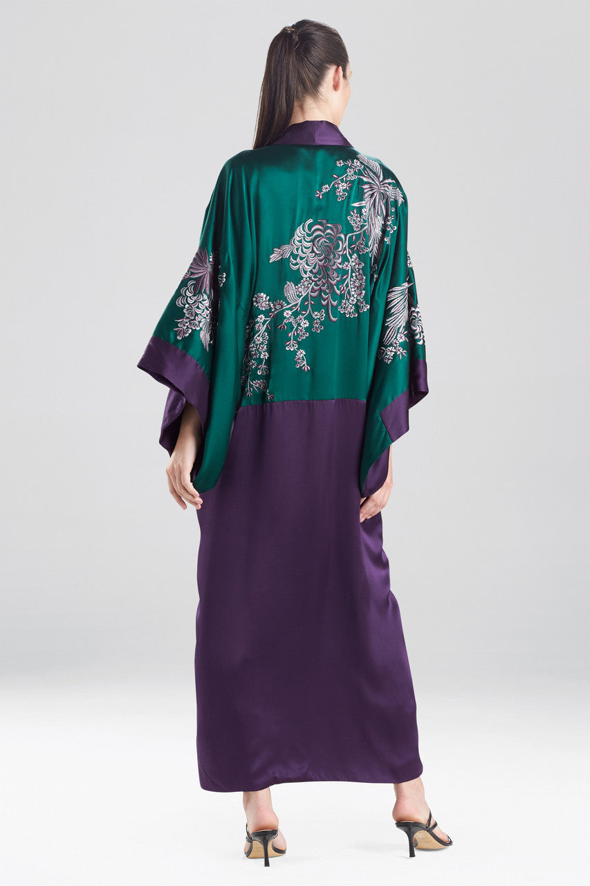 NATORI Buy Chinoiserie Embroidery Silk Robe in Juniper Online