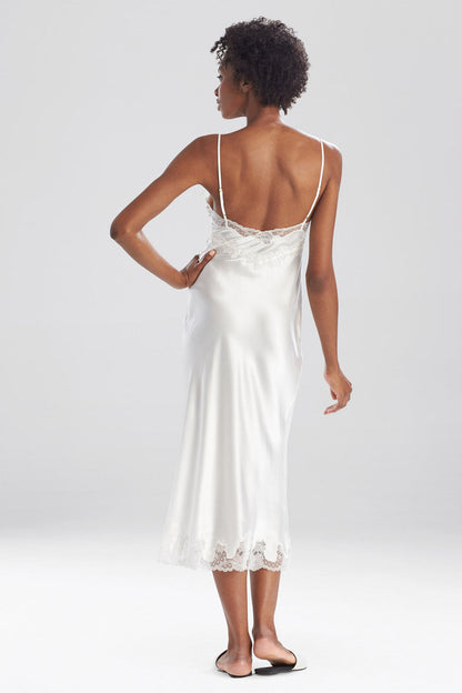 NATORI Buy Lolita Lace Slit Gown in Warm White Online