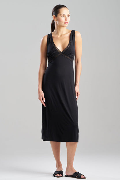 NATORI Buy Feathers Essentials Lenzing™ Ecovero™ Viscose Lace Applique Slip Dress in Black Online