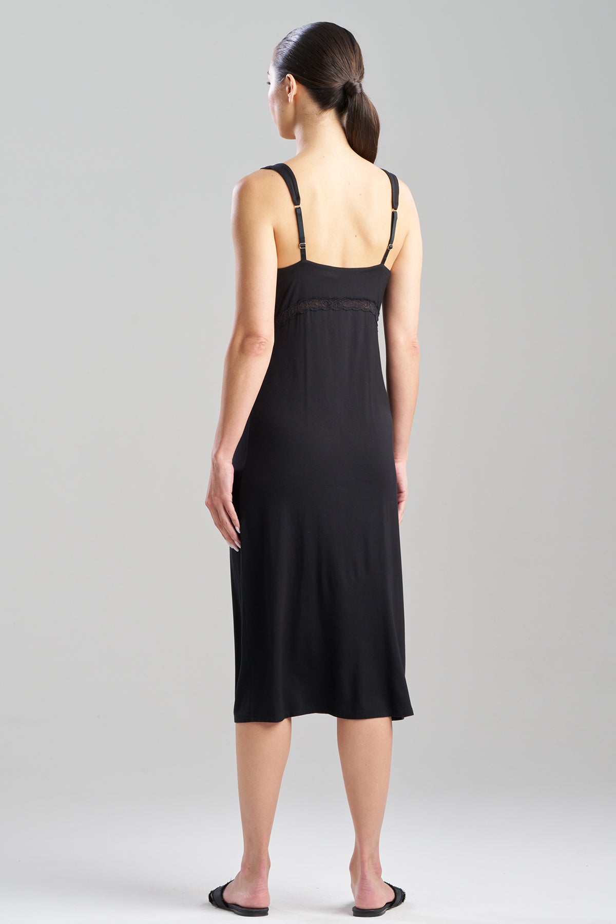 NATORI Buy Feathers Essentials Lenzing™ Ecovero™ Viscose Lace Applique Slip Dress in Black Online