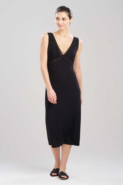NATORI Buy Feathers Essentials Lenzing™ Ecovero™ Viscose Lace Applique Slip Dress in Black Online