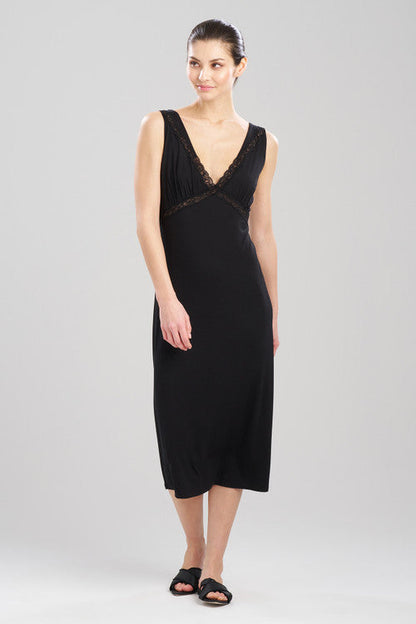 NATORI Buy Feathers Essentials Lenzing™ Ecovero™ Viscose Lace Applique Slip Dress in Black Online