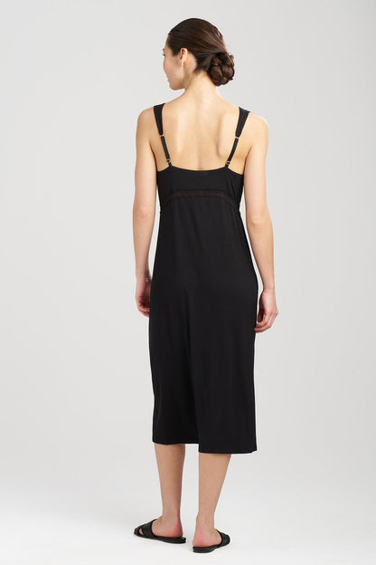 NATORI Buy Feathers Essentials Lenzing™ Ecovero™ Viscose Lace Applique Slip Dress in Black Online
