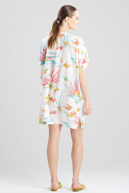 NATORI Ocean's Embrace Printed Challis Sleepshirt