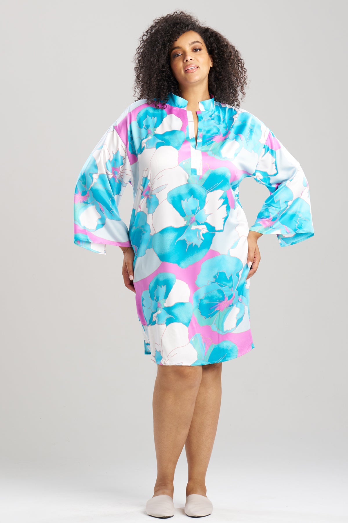 NATORI Floria Printed Satin Sleepshirt