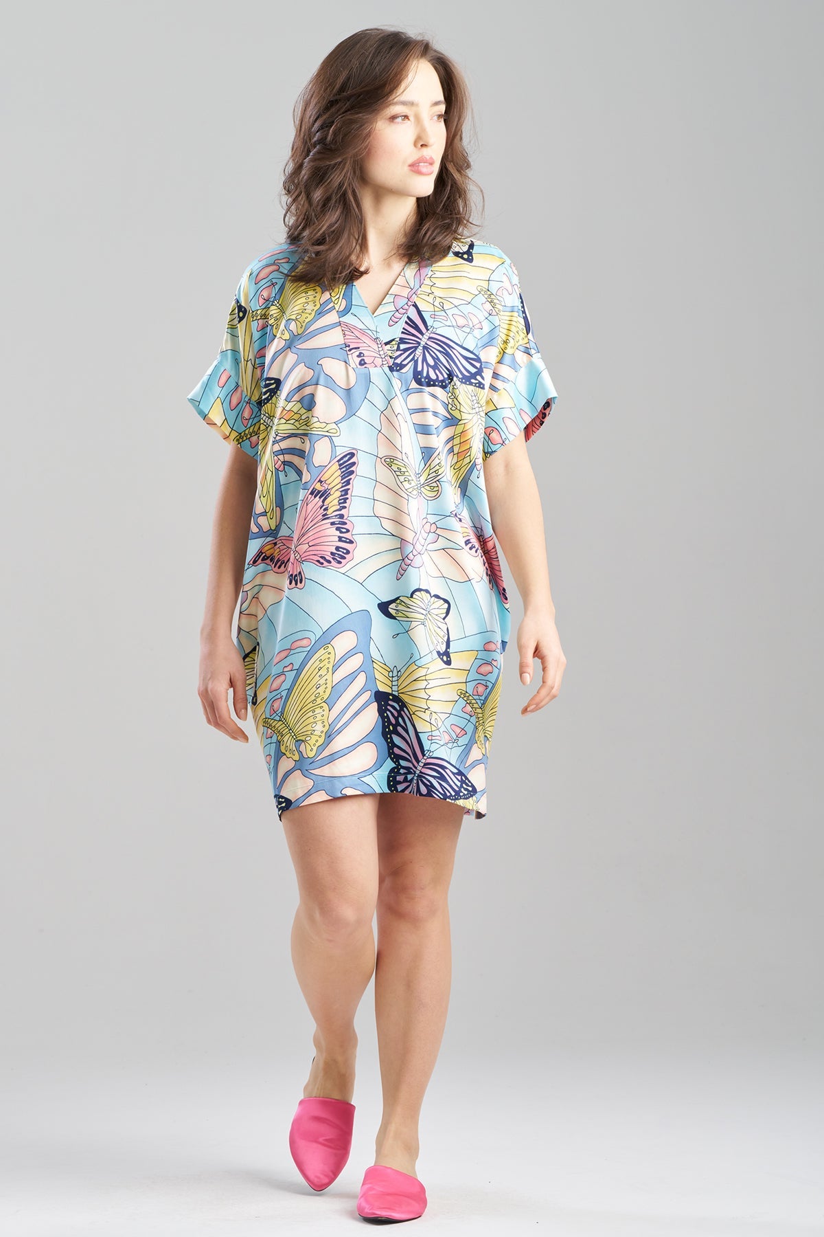 NATORI Papillon Printed Satin Sleepshirt