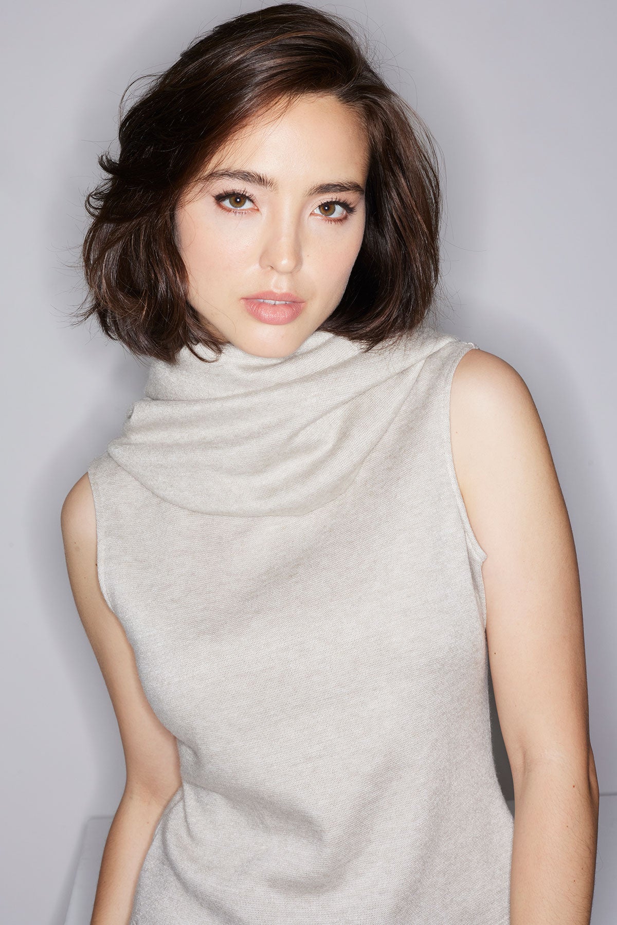 NATORI Himalaya Sweater Knit Mock Neck Top