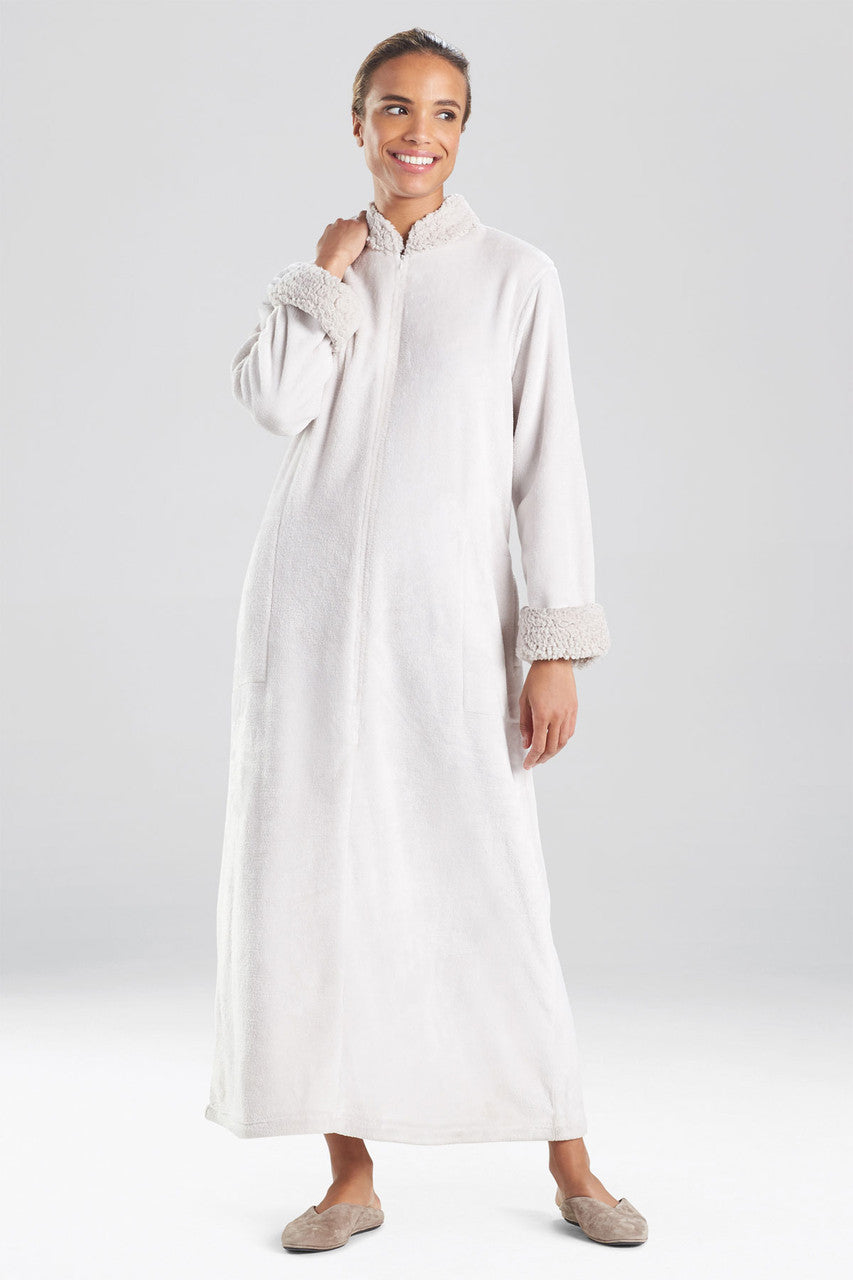 NATORI Buy Plush Sherpa Zip Lounger in Bone Online