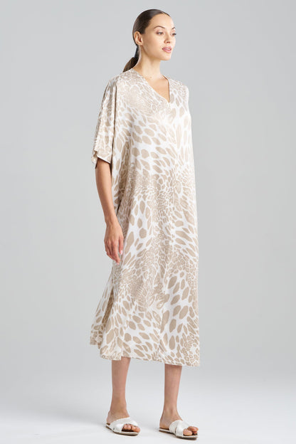 NATORI Buy Luxe Leopard Zip Caftan in Sand Taupe Online
