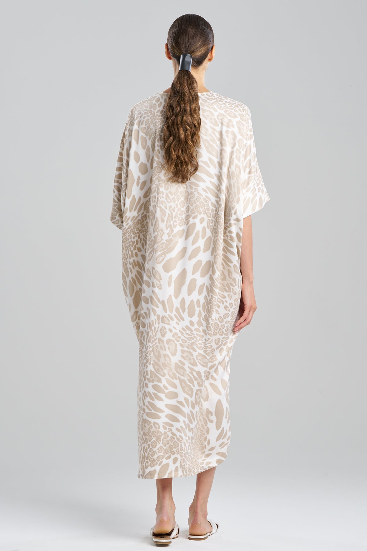 NATORI Buy Luxe Leopard Zip Caftan in Sand Taupe Online