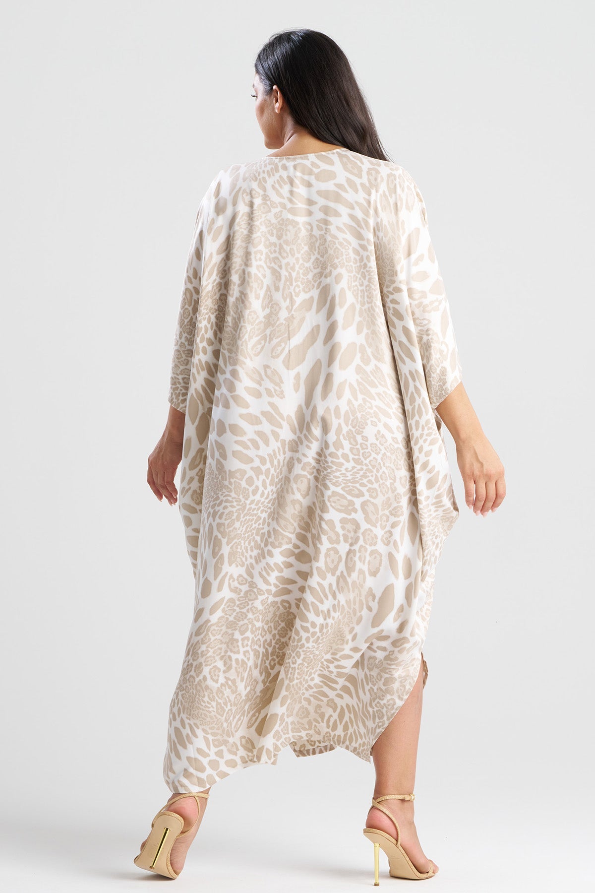 NATORI Buy Luxe Leopard Zip Caftan in Sand Taupe Online
