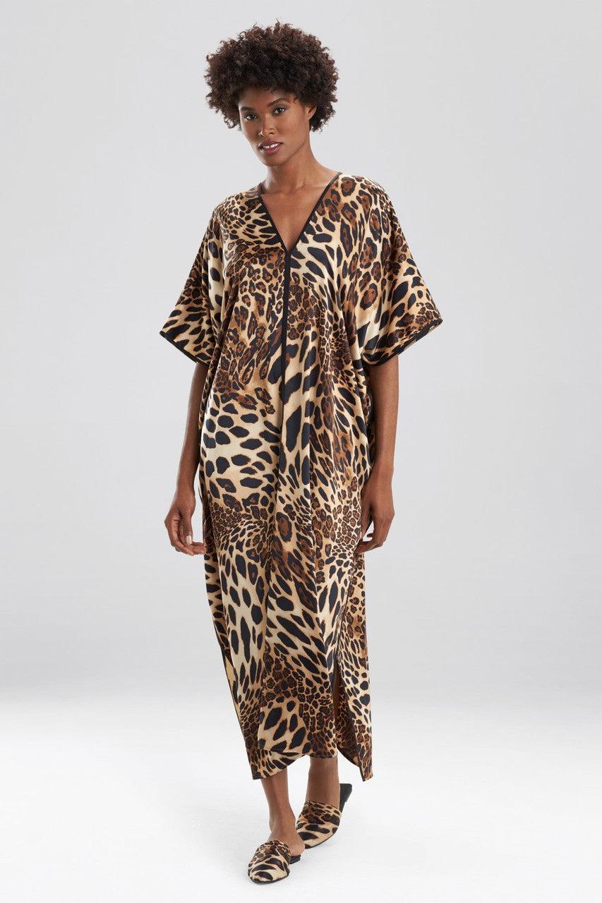 NATORI Buy Luxe Leopard Caftan in Chestnut Online