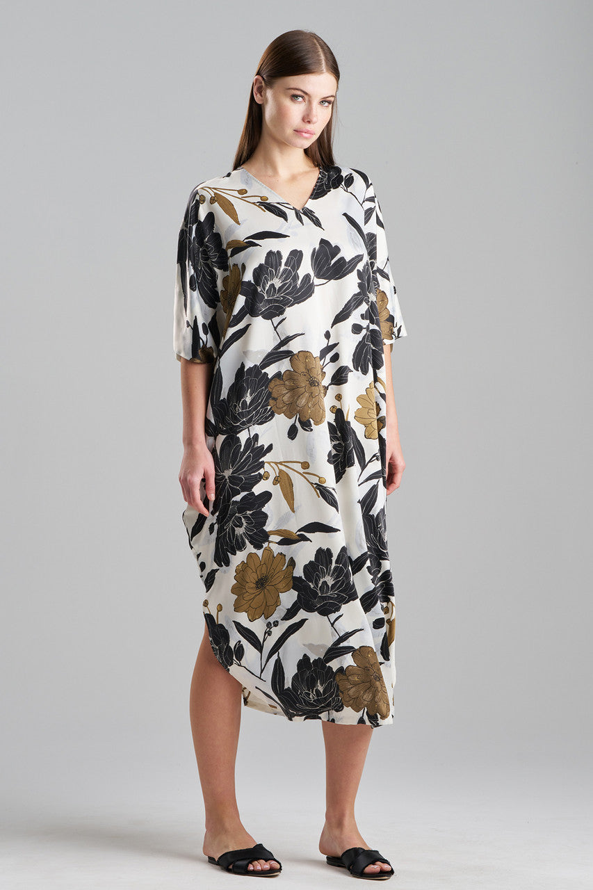 NATORI Buy Peony Blossom V-Neck Caftan in Neutral Online