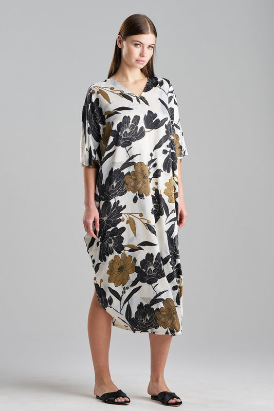 NATORI Buy Peony Blossom V-Neck Caftan in Neutral Online