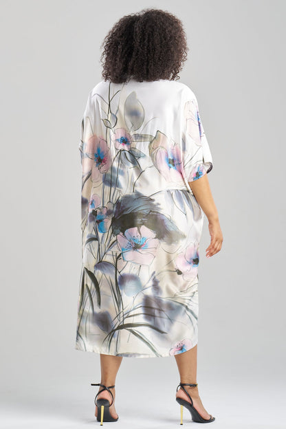 NATORI Hiyaku Printed Charmeuse Caftan