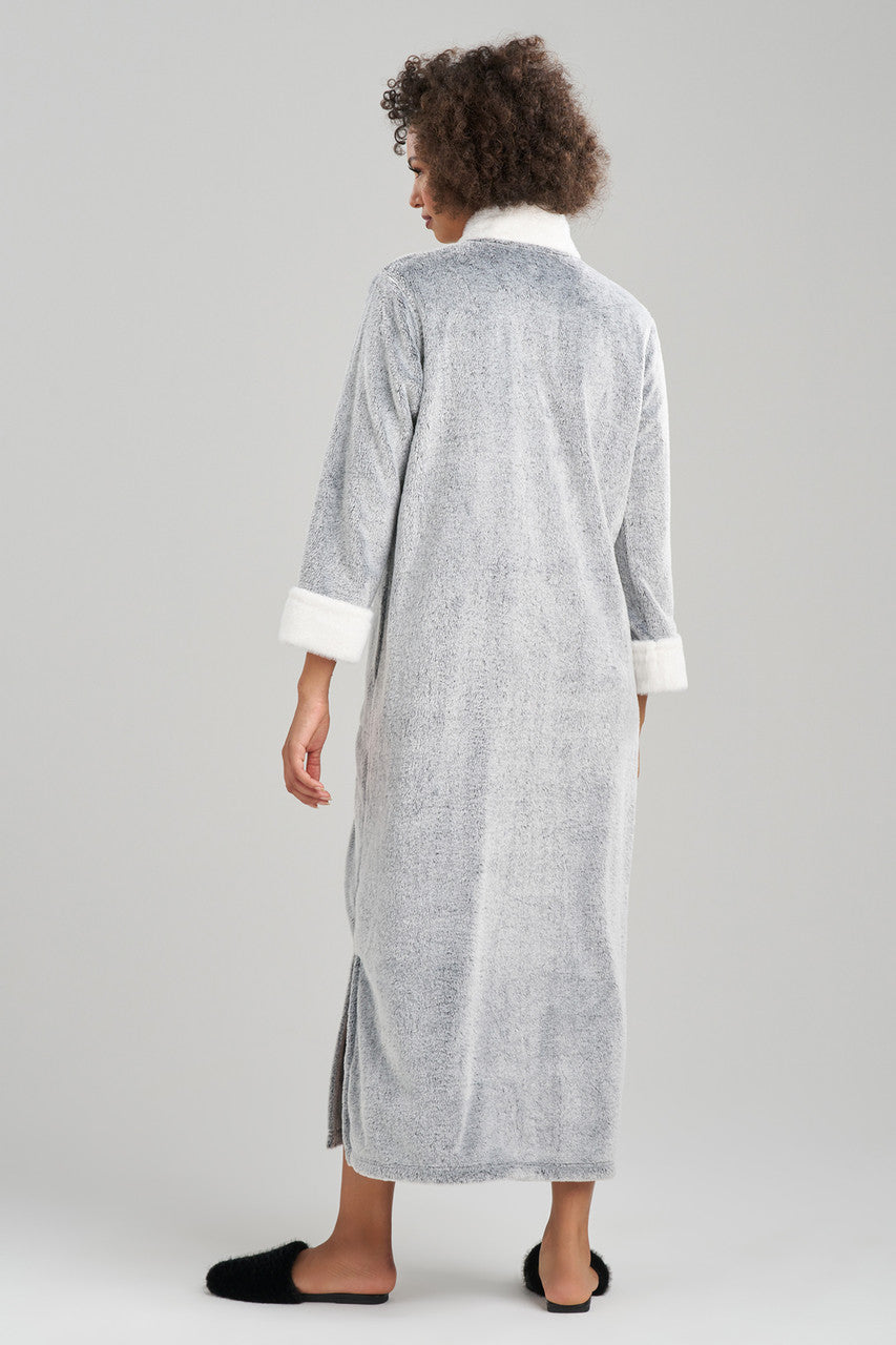 NATORI Buy Frosted Cashmere Mandarin Zip Lounger in Black Online