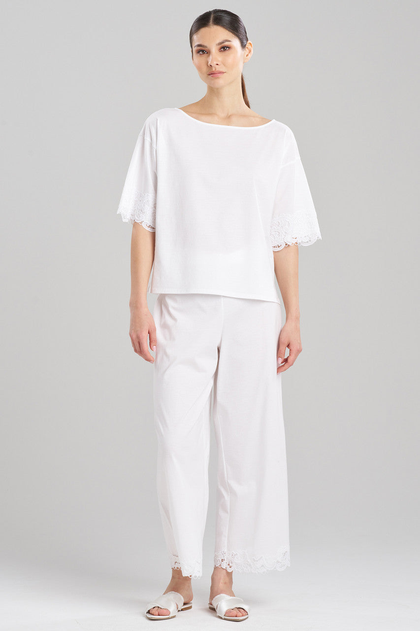 NATORI Buy Bliss Harmony Lace Applique T-Shirt in White Online
