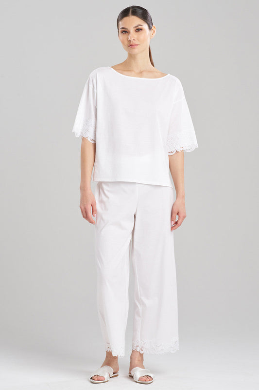 NATORI Buy Bliss Harmony Lace Applique T-Shirt in White Online