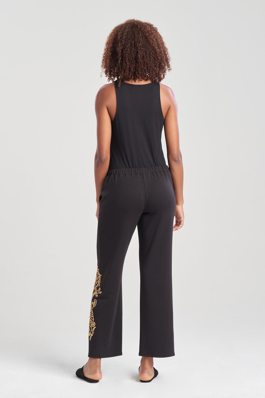NATORI Buy Cocoon Embroidered Dragon Straight Leg Pants in Black Online