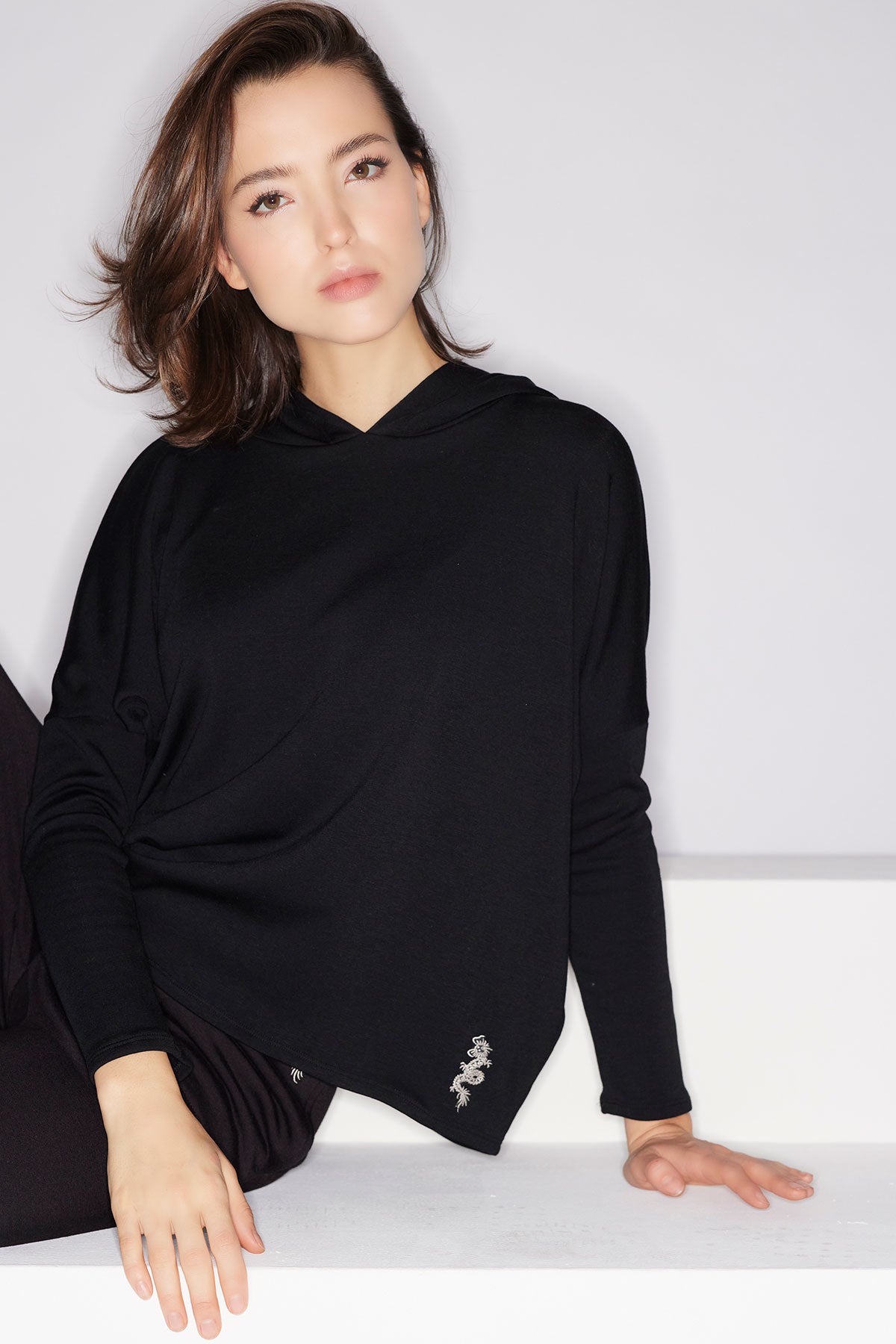 NATORI Cocoon Brushed French Terry Kimono Hoodie