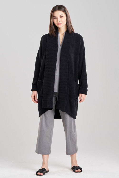 NATORI Buy Aura Solid Chenille Cardigan in Black Online