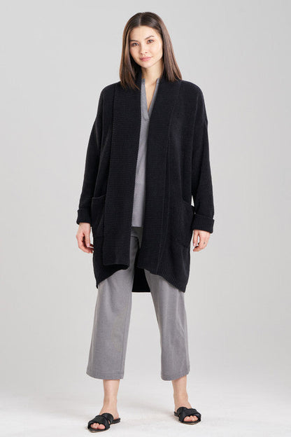 NATORI Buy Aura Solid Chenille Cardigan in Black Online