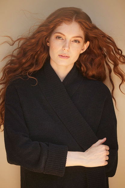 NATORI Buy Aura Solid Chenille Cardigan in Black Online
