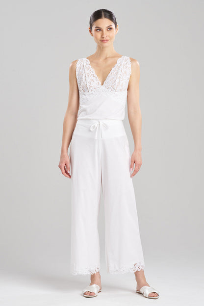 NATORI Buy Bliss Harmony Lace Applique Cropped Pants in White Online