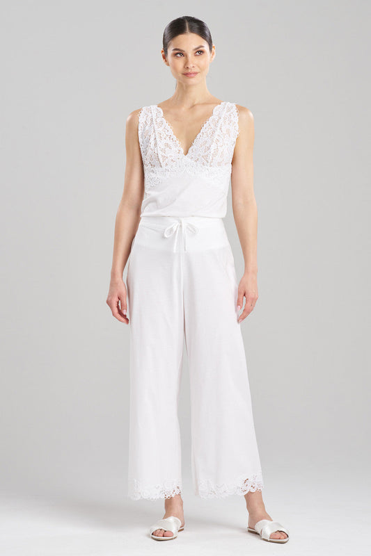 NATORI Buy Bliss Harmony Lace Applique Cropped Pants in White Online