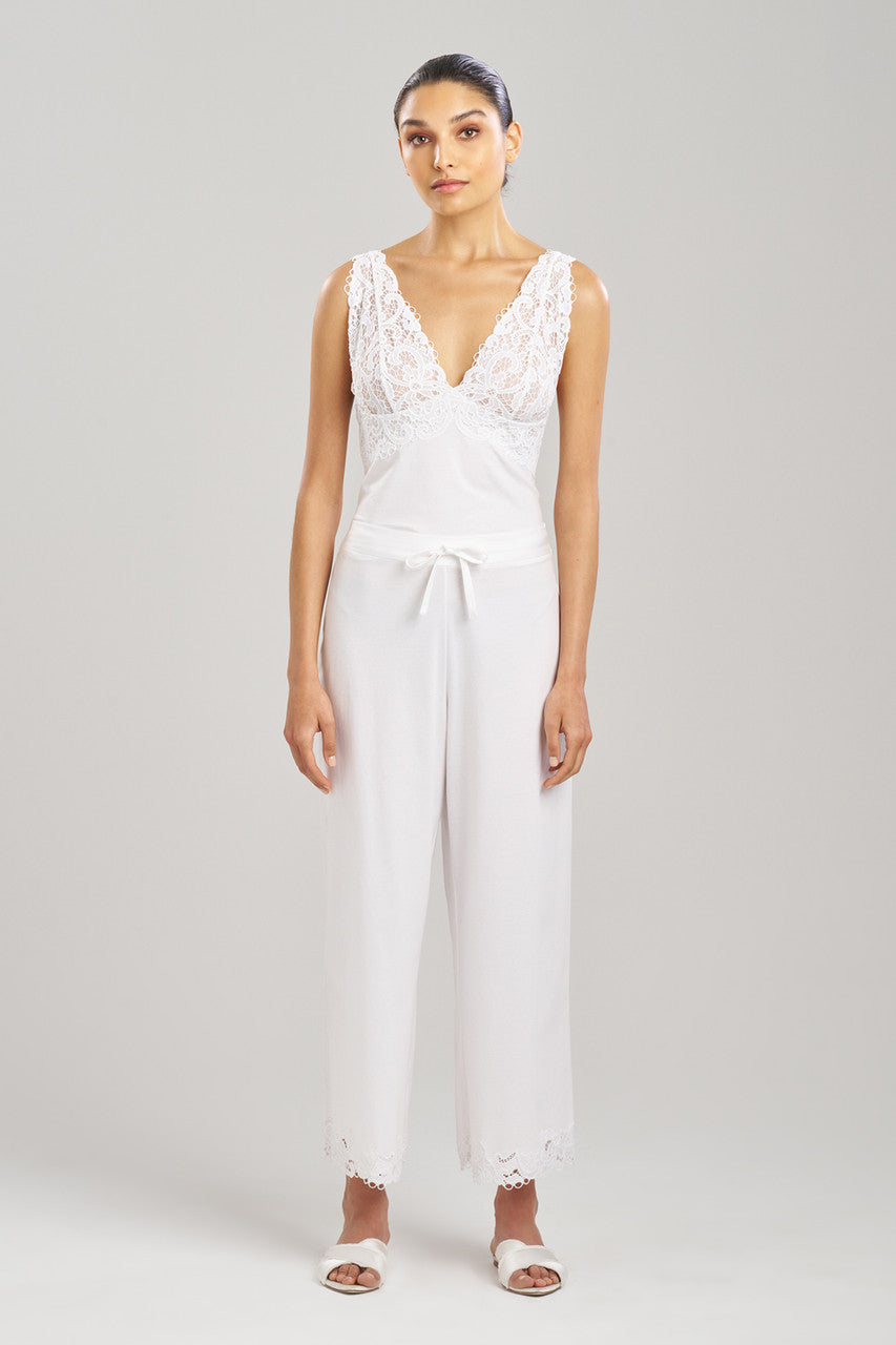 NATORI Buy Bliss Harmony Lace Applique Cropped Pants in White Online