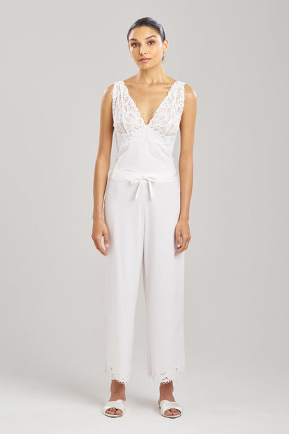 NATORI Buy Bliss Harmony Lace Applique Cropped Pants in White Online