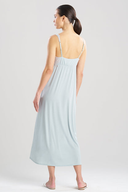 NATORI Enchant Lace Applique V-Neck Slip Dress