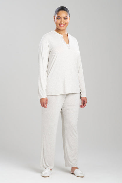 NATORI Buy Feathers Essentials Lenzing™ Ecovero™ Viscose Lace Applique PJ in Heather Pebblestone Online