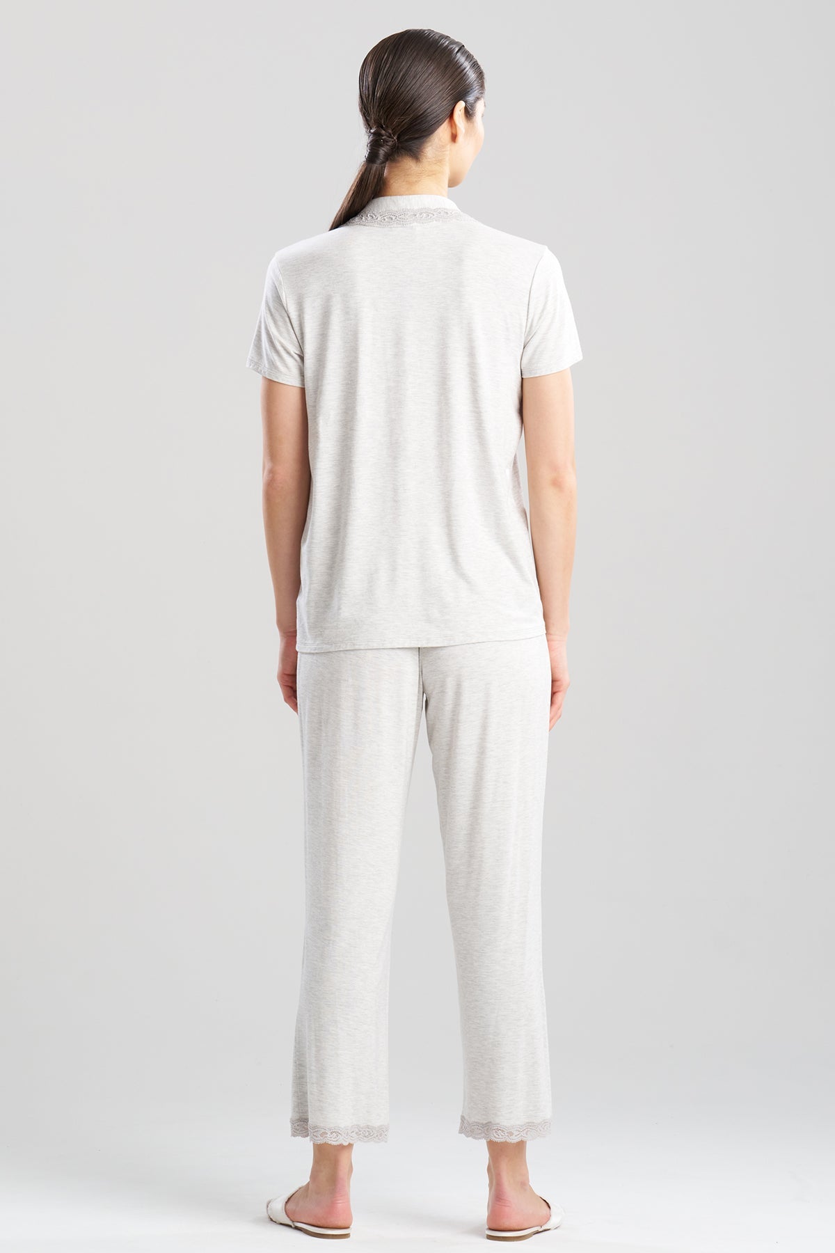 NATORI Buy Feathers Essentials Lenzing™ Ecovero™ Viscose Lace Applique Trim PJ in Light Heather Grey Online