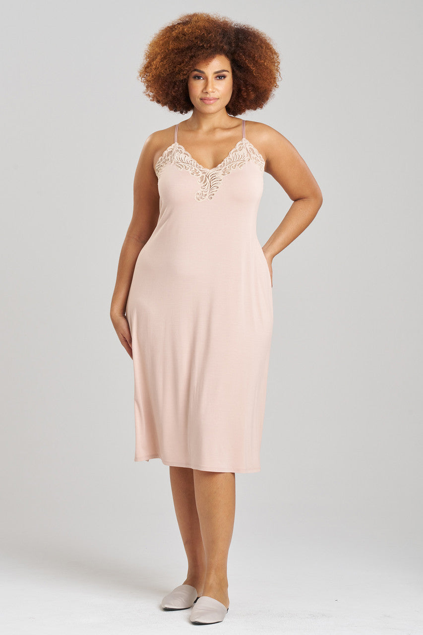 NATORI Buy Feathers Essentials Lenzing™ Ecovero™ Viscose Lace Slip Dress in Café Online