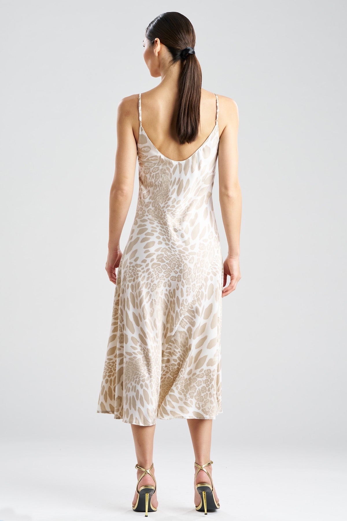 NATORI Luxe Leopard Scoop Neck Slip Dress