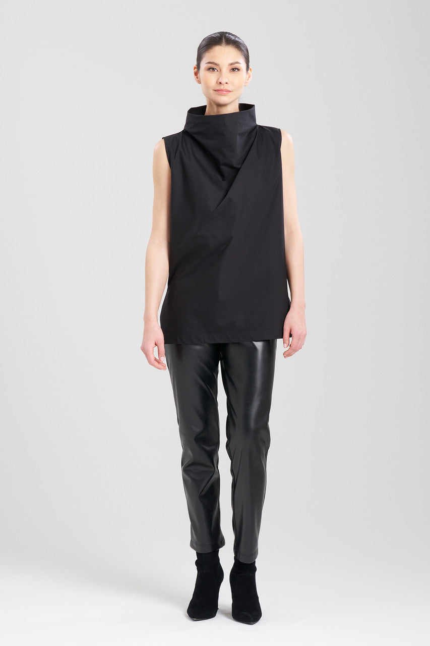 NATORI Buy Cotton Poplin Funnel Neck Top in Black Online