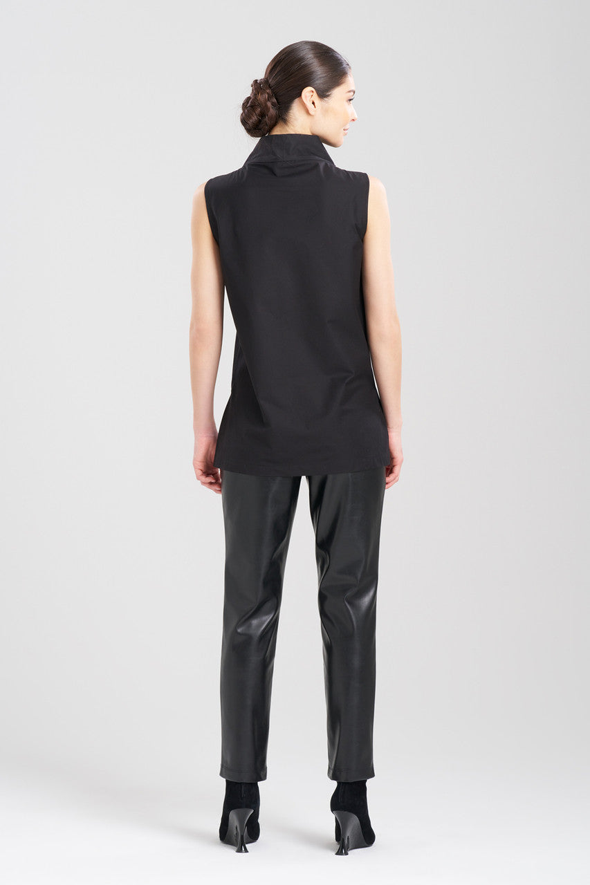 NATORI Buy Cotton Poplin Funnel Neck Top in Black Online